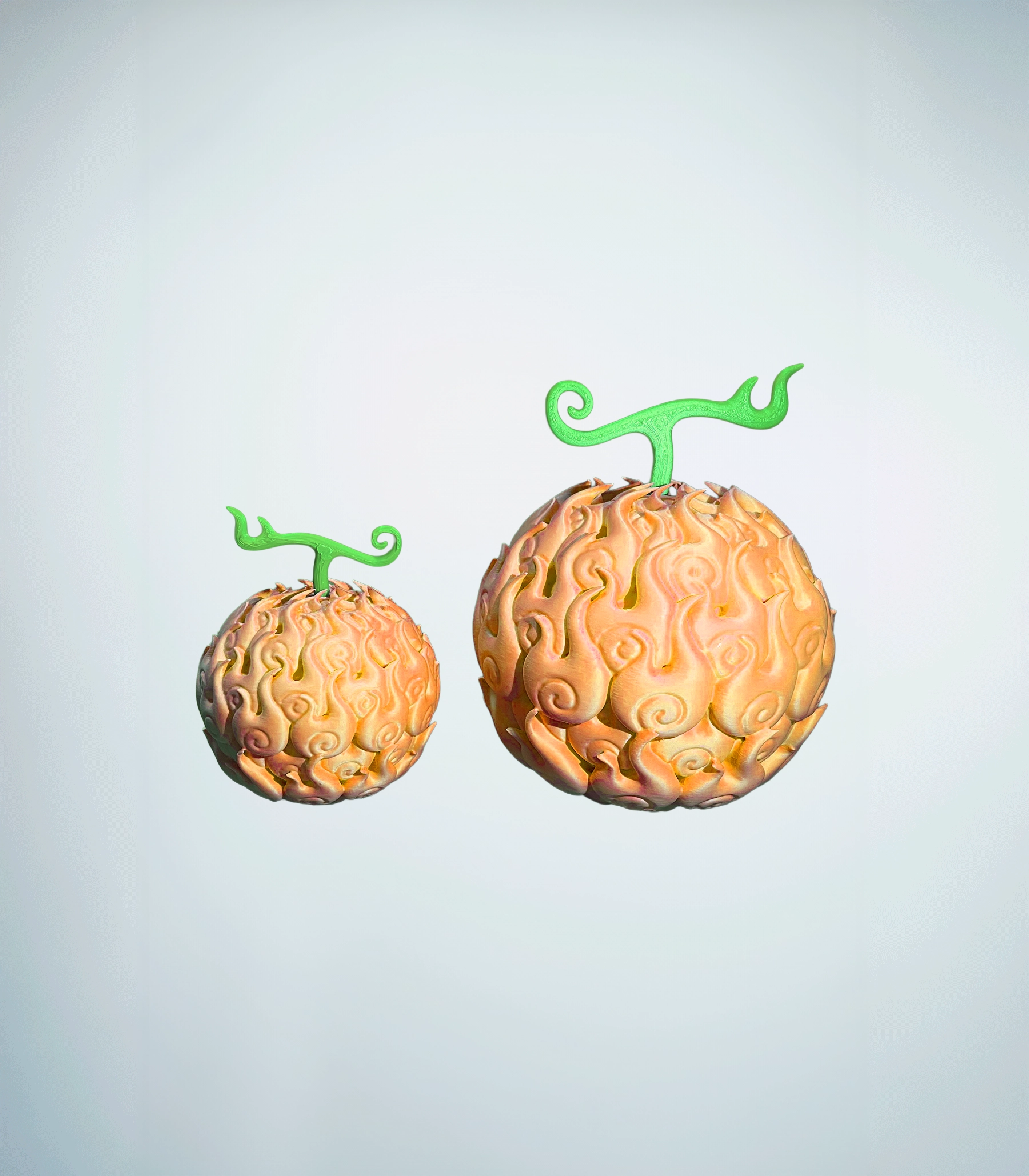 FRUTA de ace GRANDE (14x7cm) impresa en 3d en comparacion con la pequeña